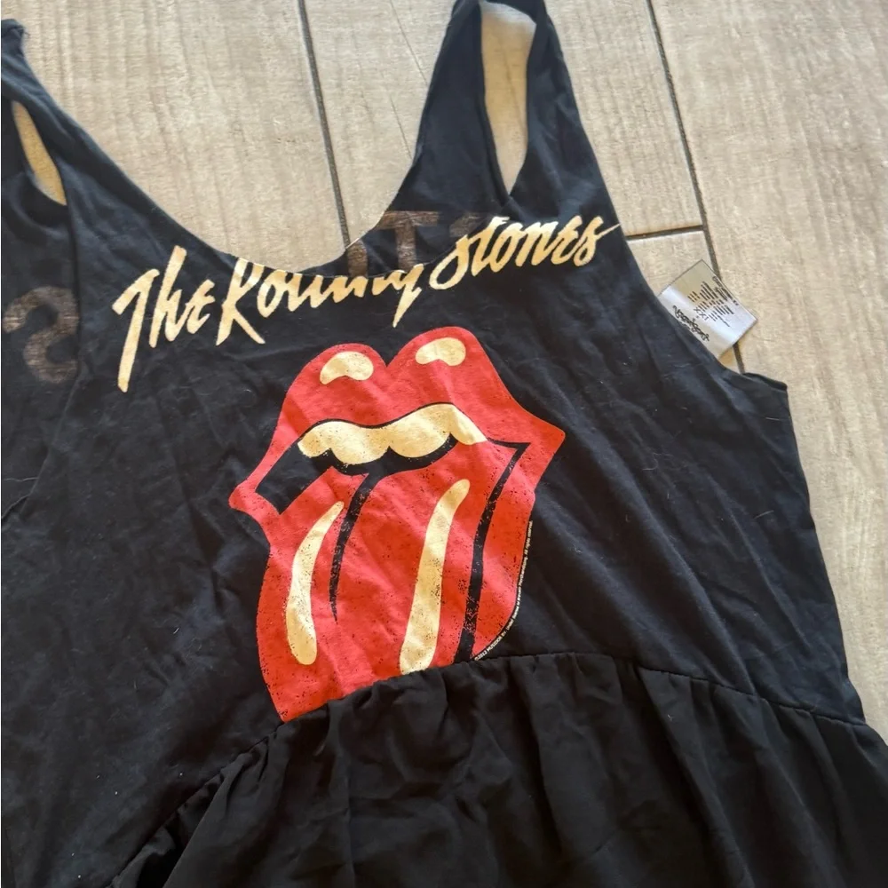 The rolling stones band graphic maxi dress forever 21 sheer chiffon women M - Picture 7 of 8